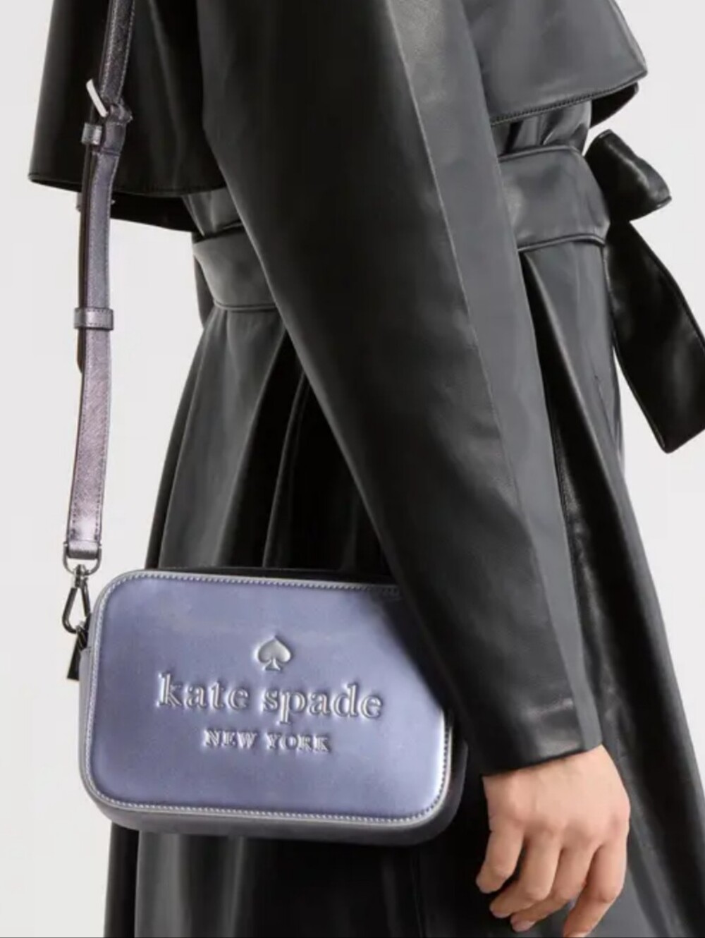 kate spade Metallic Lavender Leather Crossbody Camera Bag New With Tags